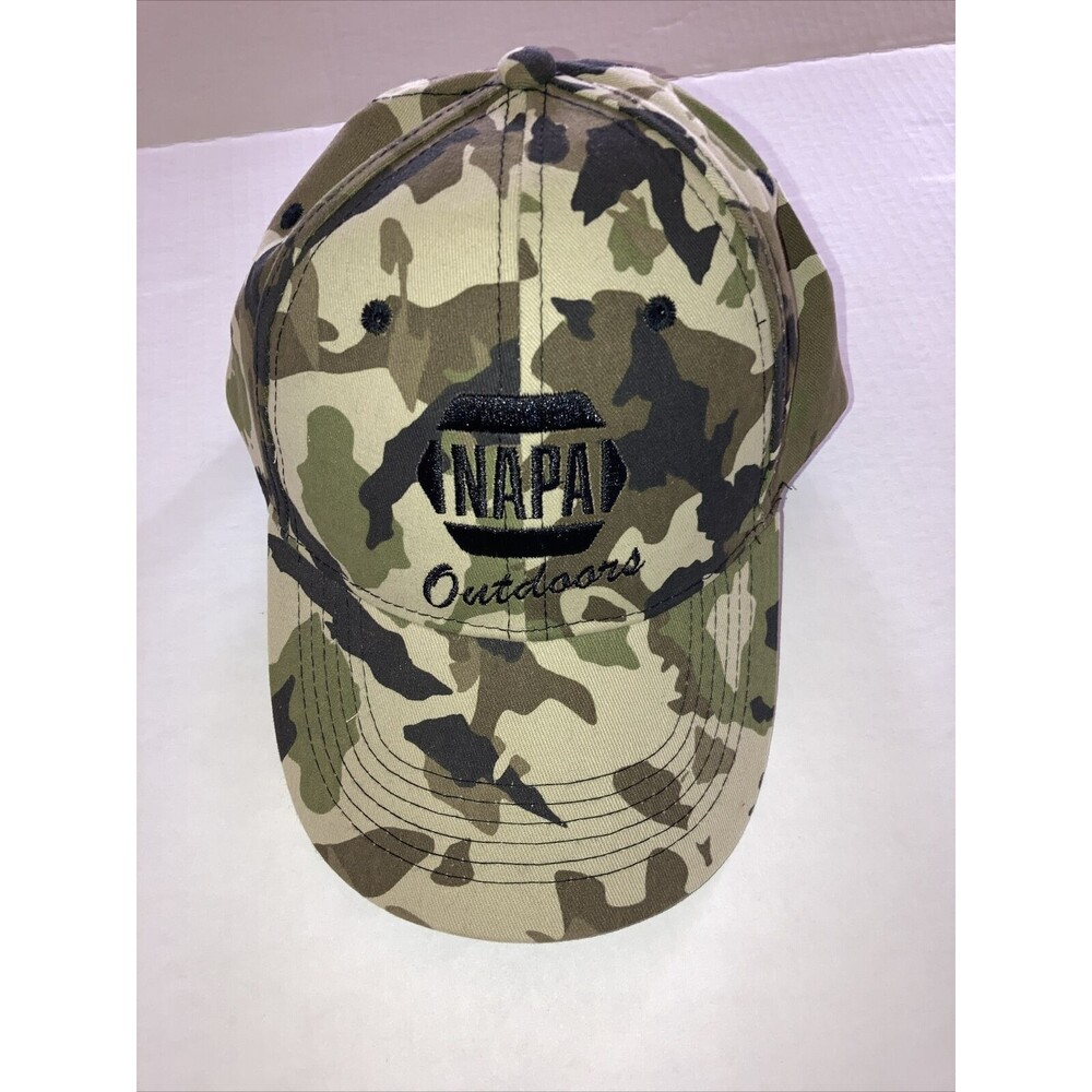 Napa Outdoors Hat Cap Strap Back Green Camo Motorsport Logo Mens Y2K